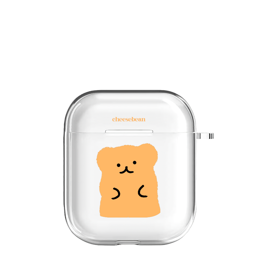 Cute teddy boo airpods case (yellow)치즈빈